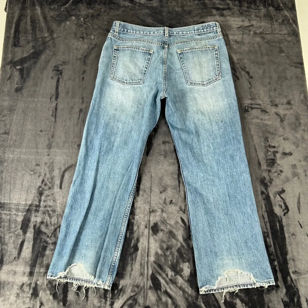Banana Republic Relaxed Fit Jeans Mens 35x30 Blue Light Wash Cotton Distressed